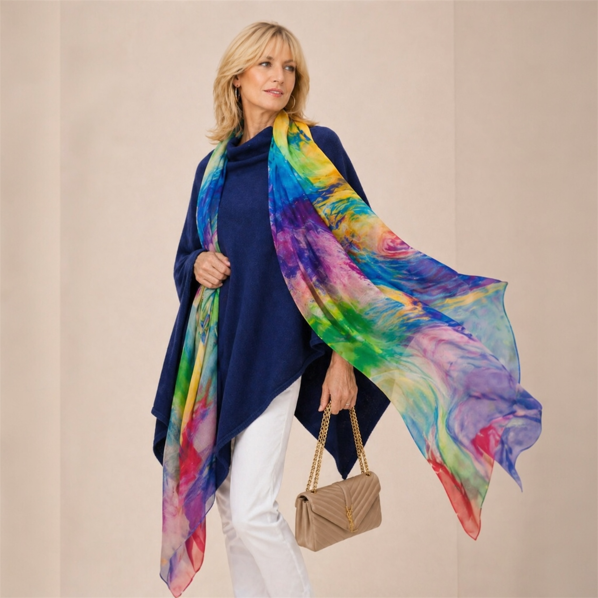 Cashmere Printed Wearable art Julian Scarf-More Designs Available