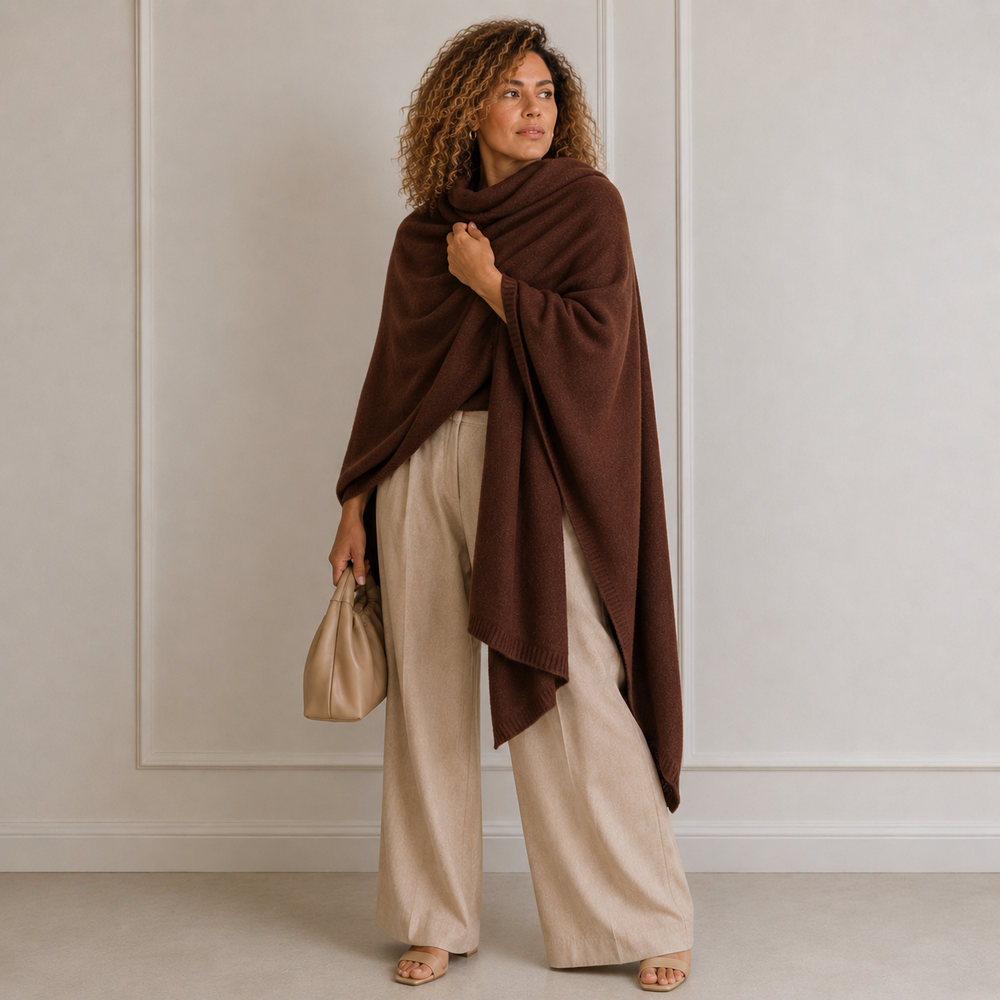 Cashmere Mocha Brown Luxe Julian Travel Wrap