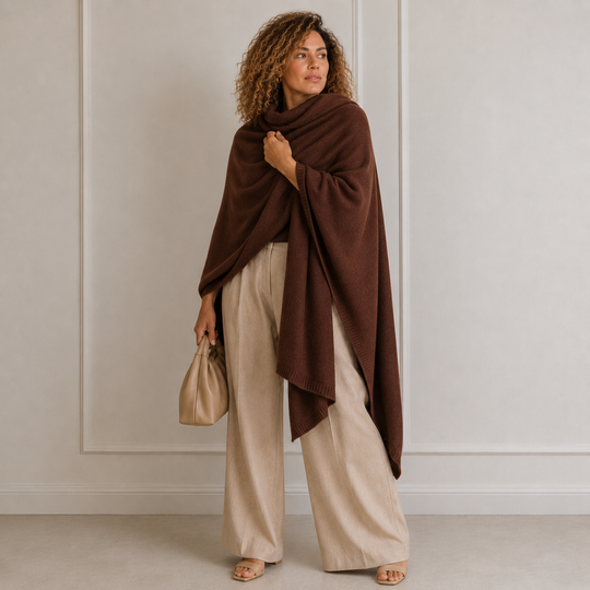 Cashmere Mocha Brown Luxe Julian Travel Wrap