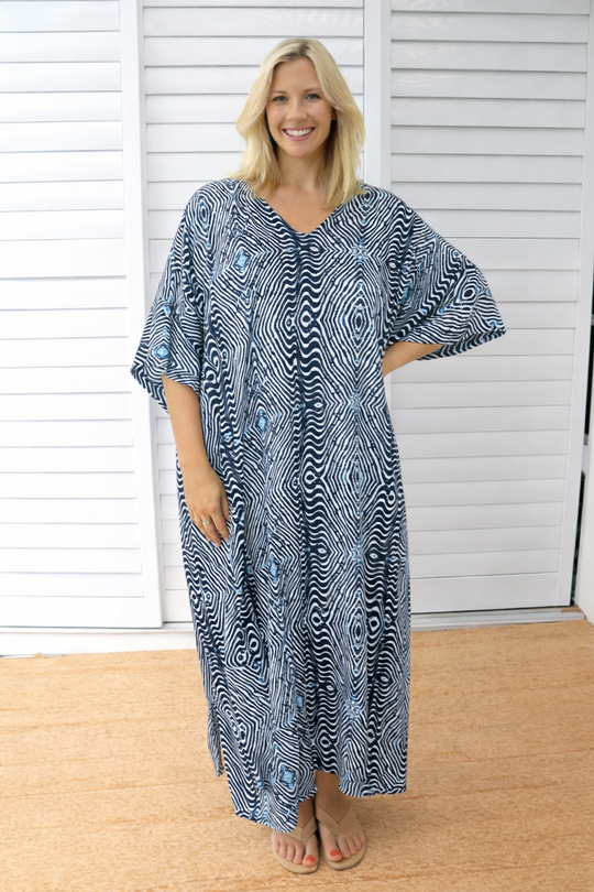 Blue Maya Long Kaftan One Size AU 12-26
