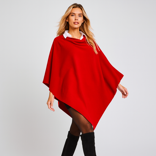 Women’s 100% Cashmere Oversized Red Julian Poncho