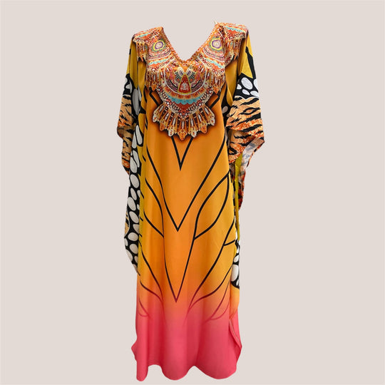 Mia Long Embellished Kaftan Dress