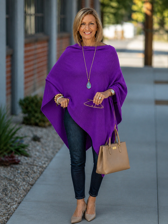 Orchid Purple 100% Cashmere Oversized Julian Poncho