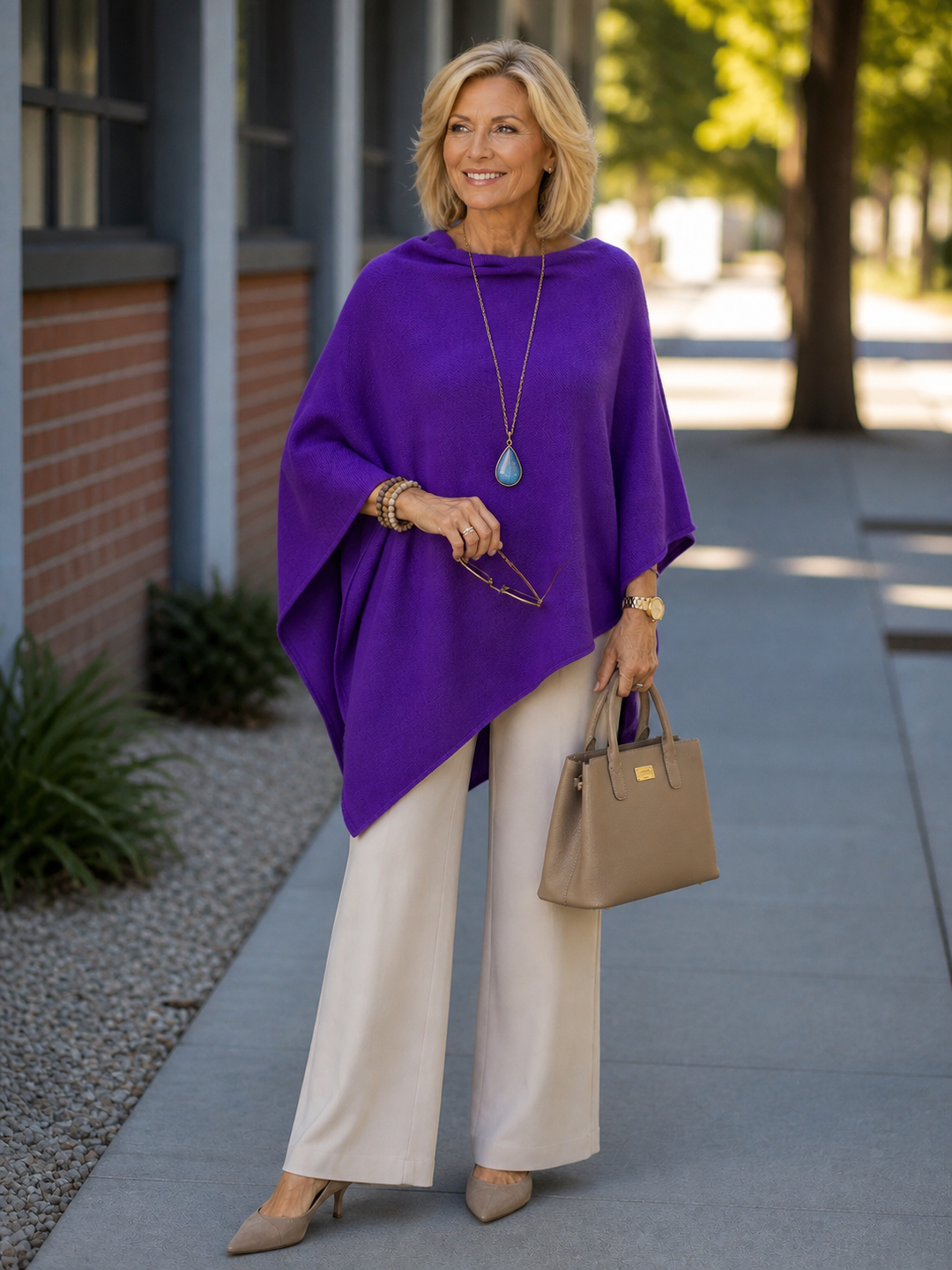 Orchid Purple 100% Cashmere Oversized Julian Poncho