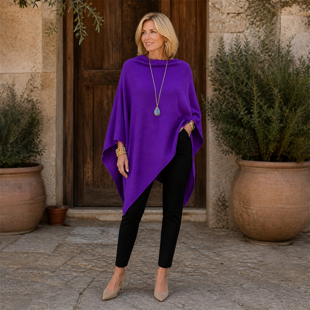 Orchid Purple 100% Cashmere Oversized Julian Poncho