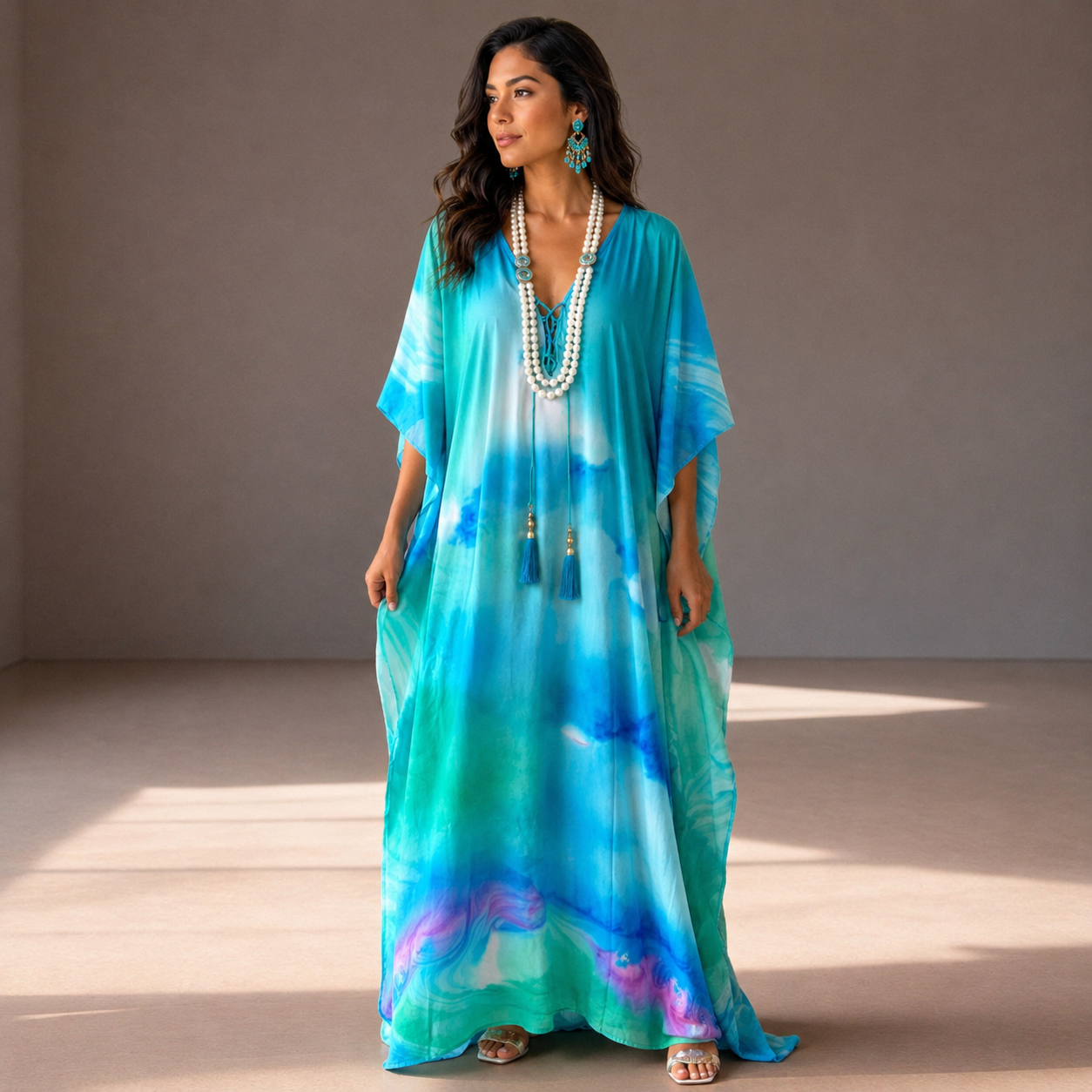 Luxe Silk Gloria Coco Bella Kaftan. Sizes Available AU 14-28