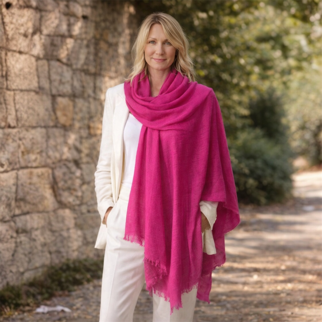 Julian Oversized handwoven 100% cashmere travel wrap
