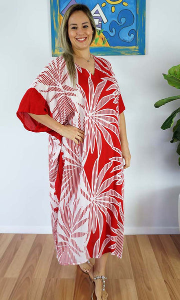 Animal Print Rayon Maya Kaftan Dress One Size Fits All 16 to 26