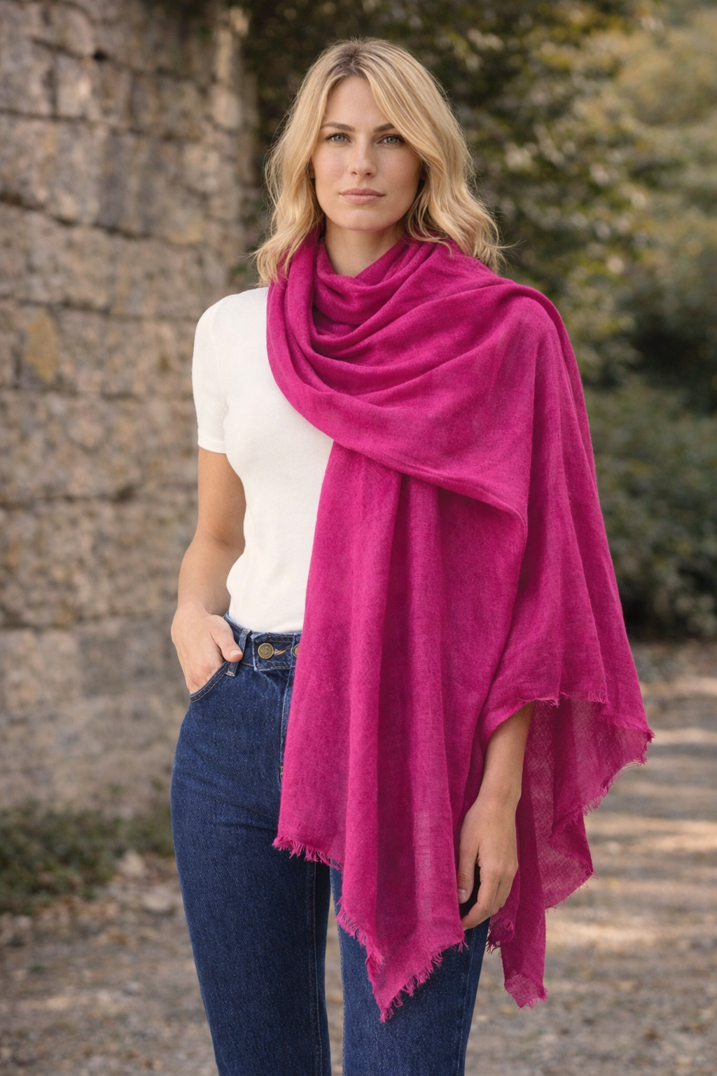 Julian Oversized handwoven 100% cashmere travel wrap