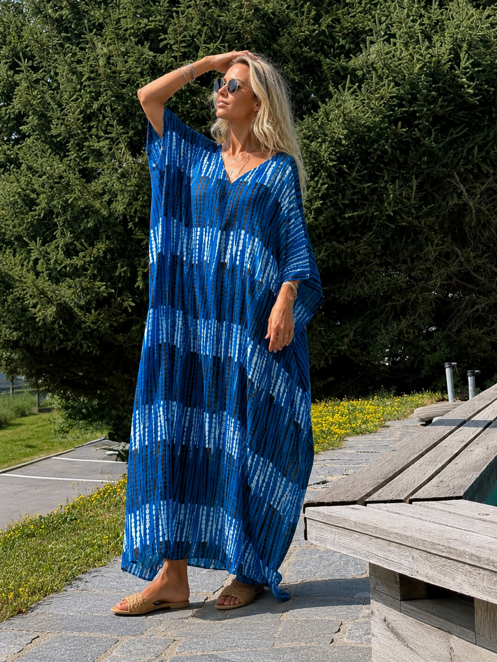 Maya Bliss Boho Tropical kaftan - Sizes Available AU 14-32-    Indigo Drift