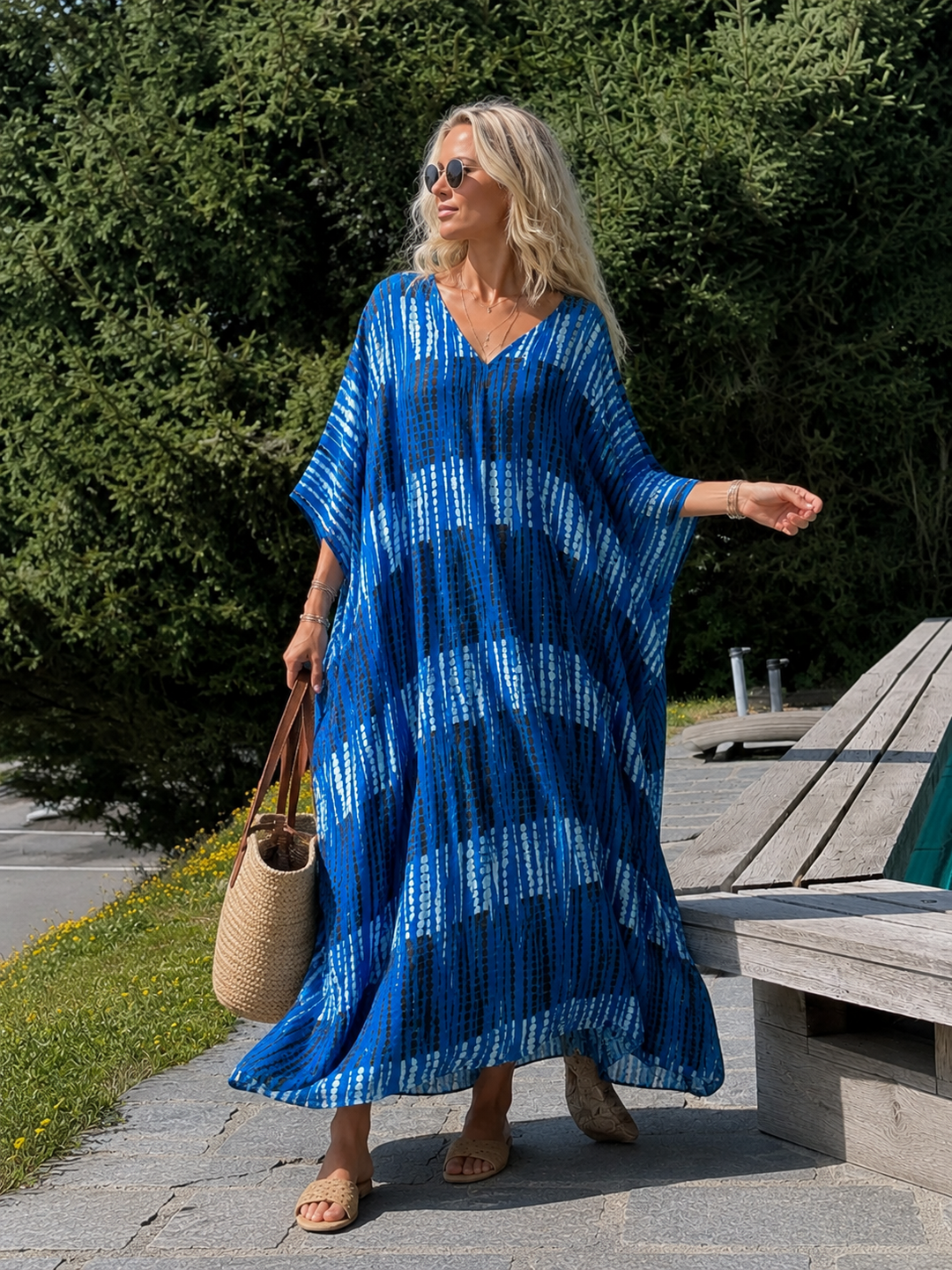 Maya Bliss Boho Tropical kaftan - Sizes Available AU 14-32-    Indigo Drift