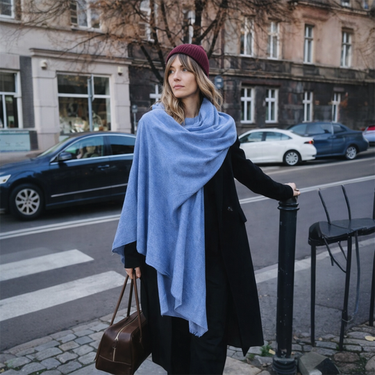 Julian 100% Cashmere Knitted 2 Ply  Extra large Travel Wrap/Shawl