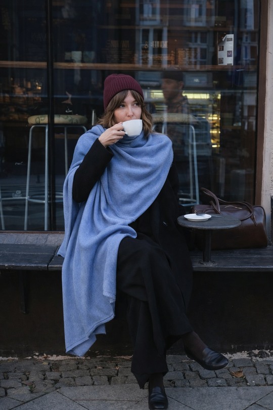 Julian 100% Cashmere Knitted 2 Ply  Extra large Travel Wrap/Shawl