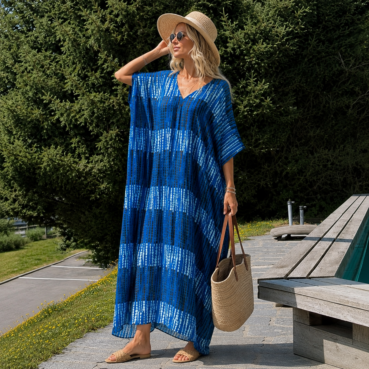 Maya Bliss Boho Tropical kaftan - Sizes Available AU 14-32-    Indigo Drift