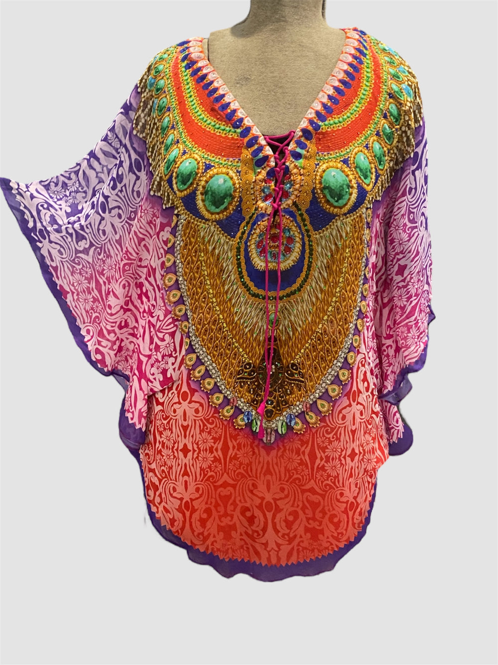 Kyra Viscose Silk Tunic Top kaftan AU 8-14-Petite Fit