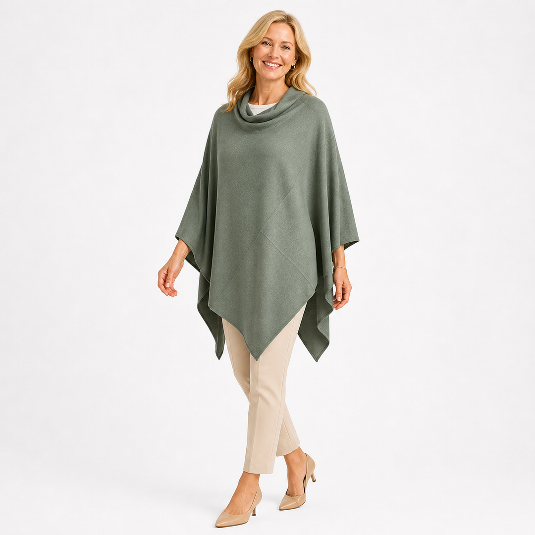 Sage Wool Blend Poncho One Size AU 8-18