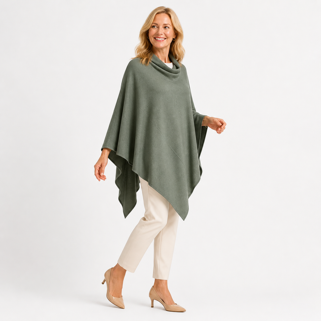 Sage Wool Blend Poncho One Size AU 8-18