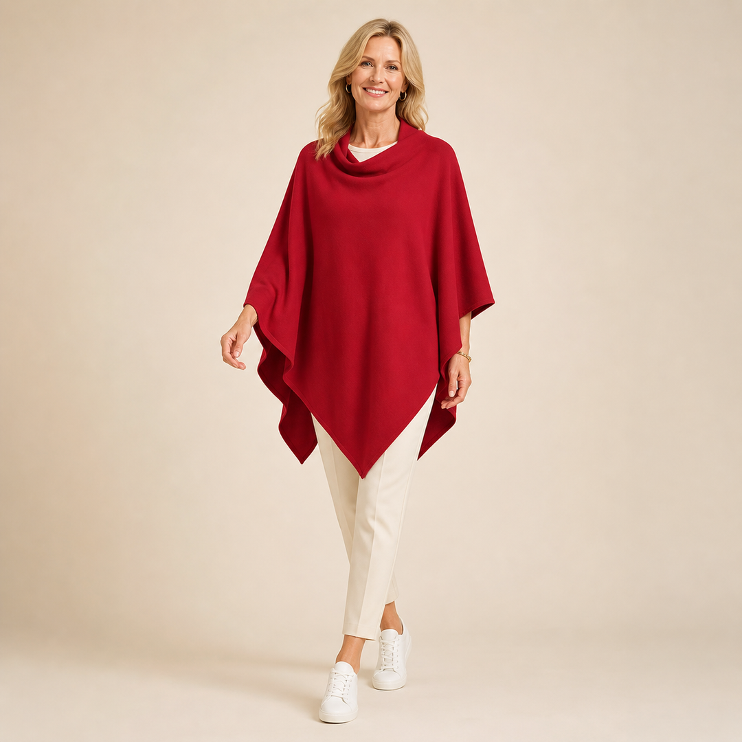 Burgundy Wool Blend Poncho One Size AU 8-18