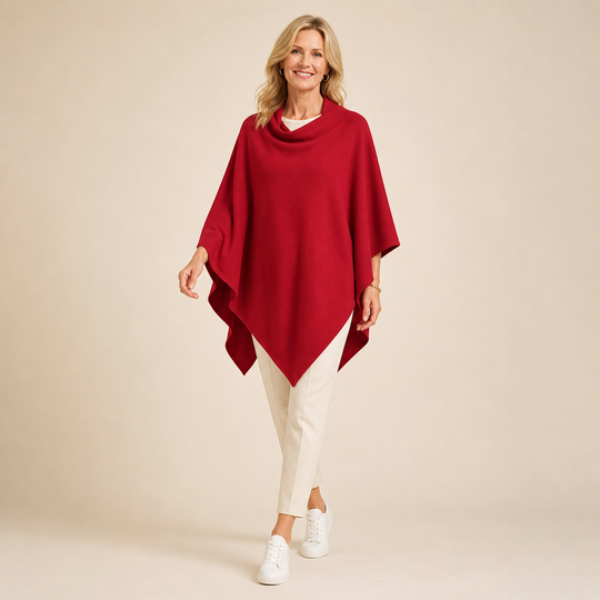 Burgundy Wool Blend Poncho One Size AU 8-18