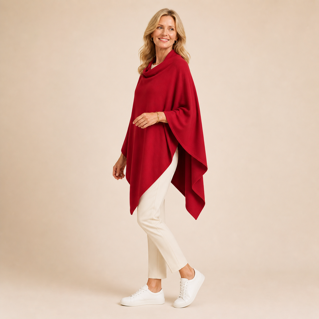 Burgundy Wool Blend Poncho One Size AU 8-18