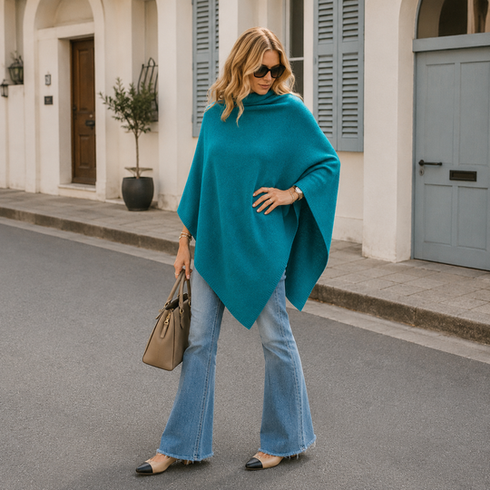 BlueTeal Mklane Julian 100% Oversized Cashmere Poncho