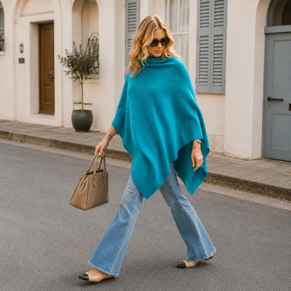 BlueTeal Mklane Julian 100% Oversized Cashmere Poncho