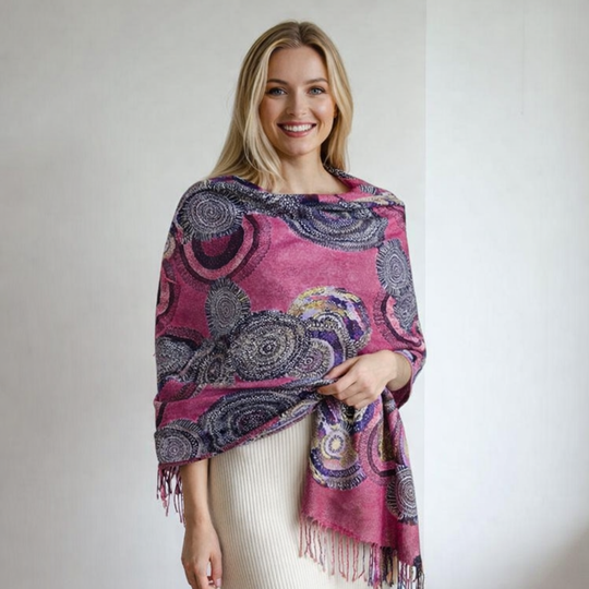 DEIA Pink Purple Cashmere blend Scarf