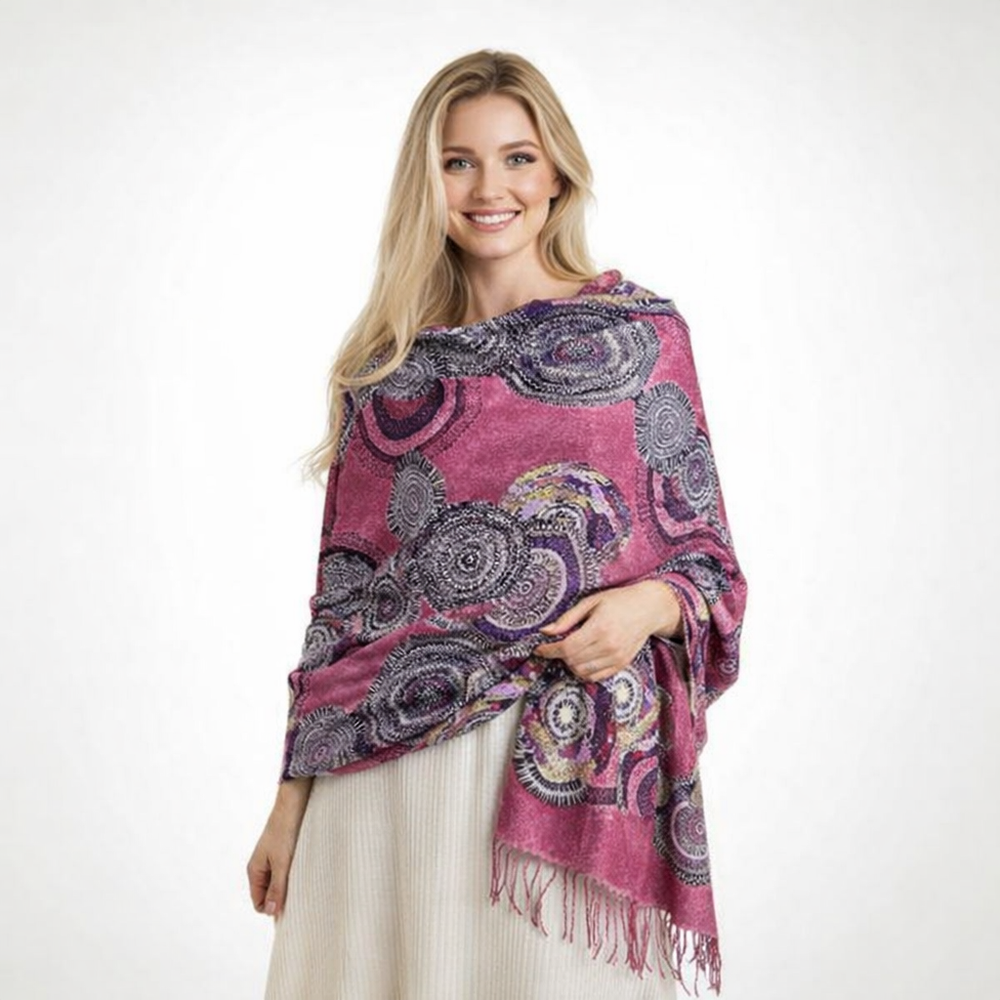 DEIA Pink Purple Cashmere blend Scarf