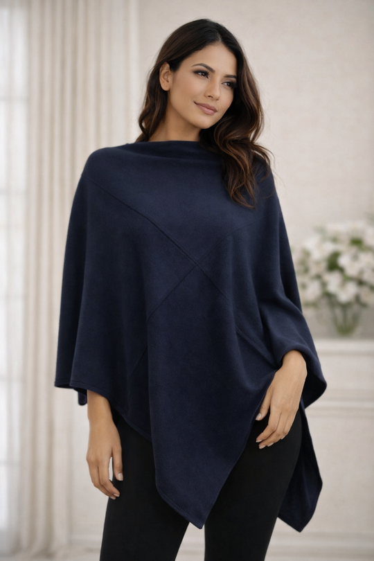 RITZY Light Navy Blue Julian Wool Blend Poncho