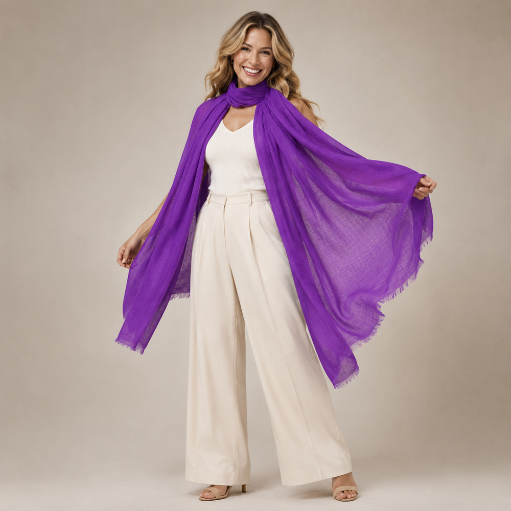 Julian 100% Ultra fine cashmere oversized scarf/ wrap/ shawl-Voilet