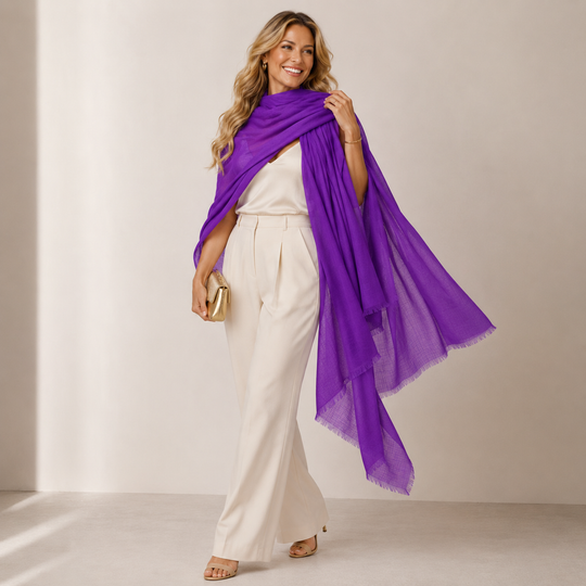 Julian 100% Ultra fine cashmere oversized scarf/ wrap/ shawl-Voilet