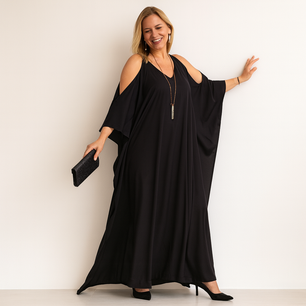 Black MAYA Kaftan Casual Cold Shoulser Kaftan Available AU 12-30
