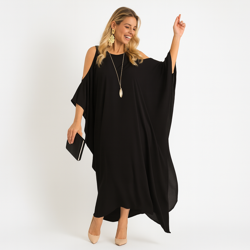 Black MAYA Kaftan Casual Cold Shoulser Kaftan Available AU 12-30