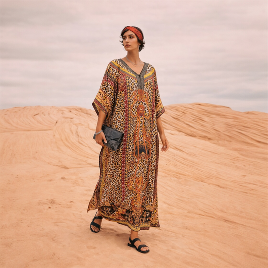 Maya Brown Tropical ANEE Boho kaftan - Sizes -AU 14-30