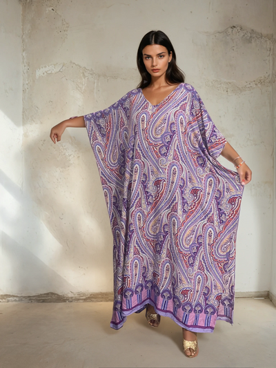 Tropical Resort Cotton Bamboo Kaftan Dress