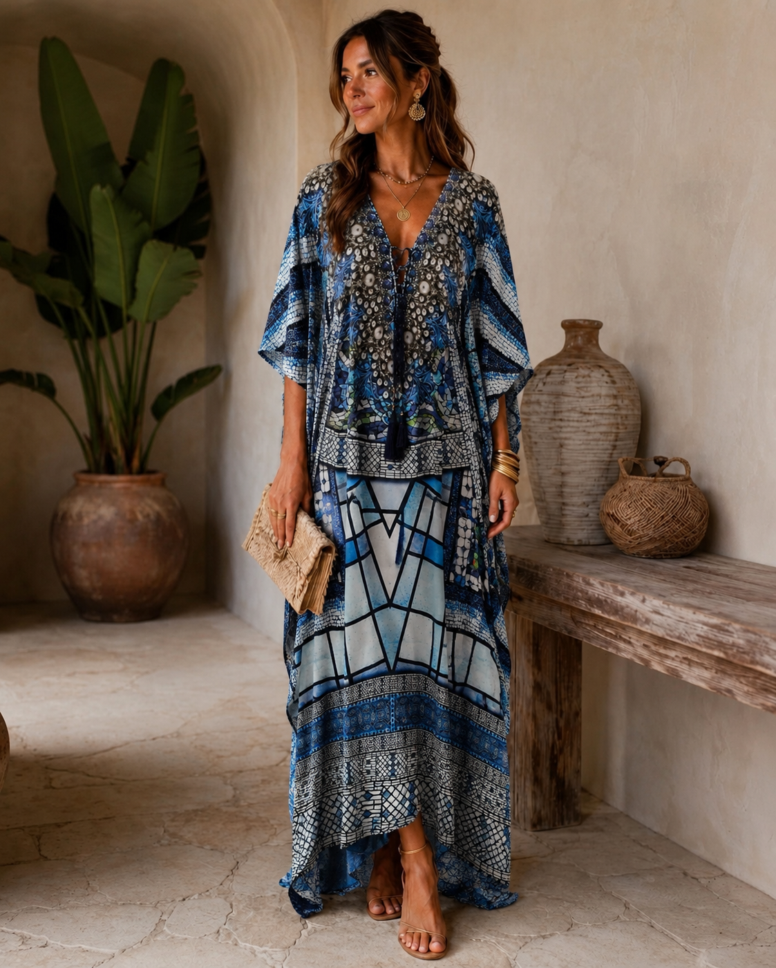 Luxe Noir Blue Coco Bella Kaftan 12-20