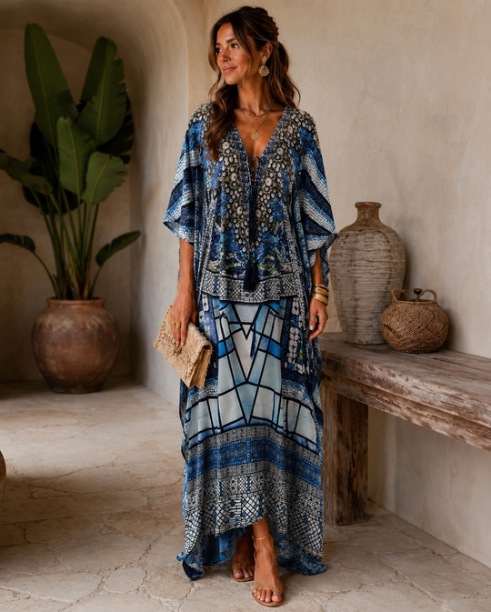 Luxe Noir Blue Coco Bella Kaftan 12-20