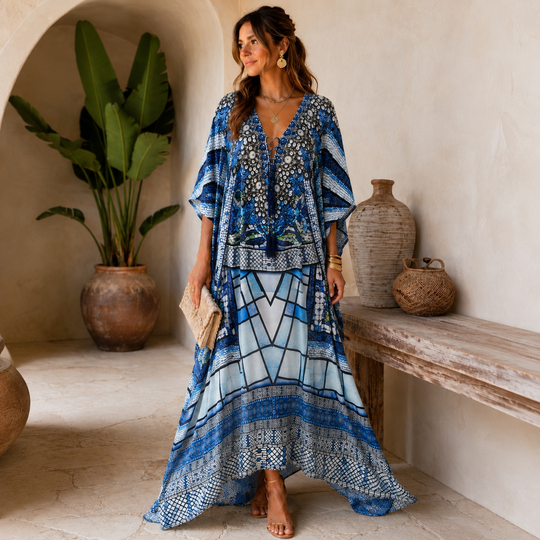 Luxe Noir Blue Coco Bella Kaftan 12-20