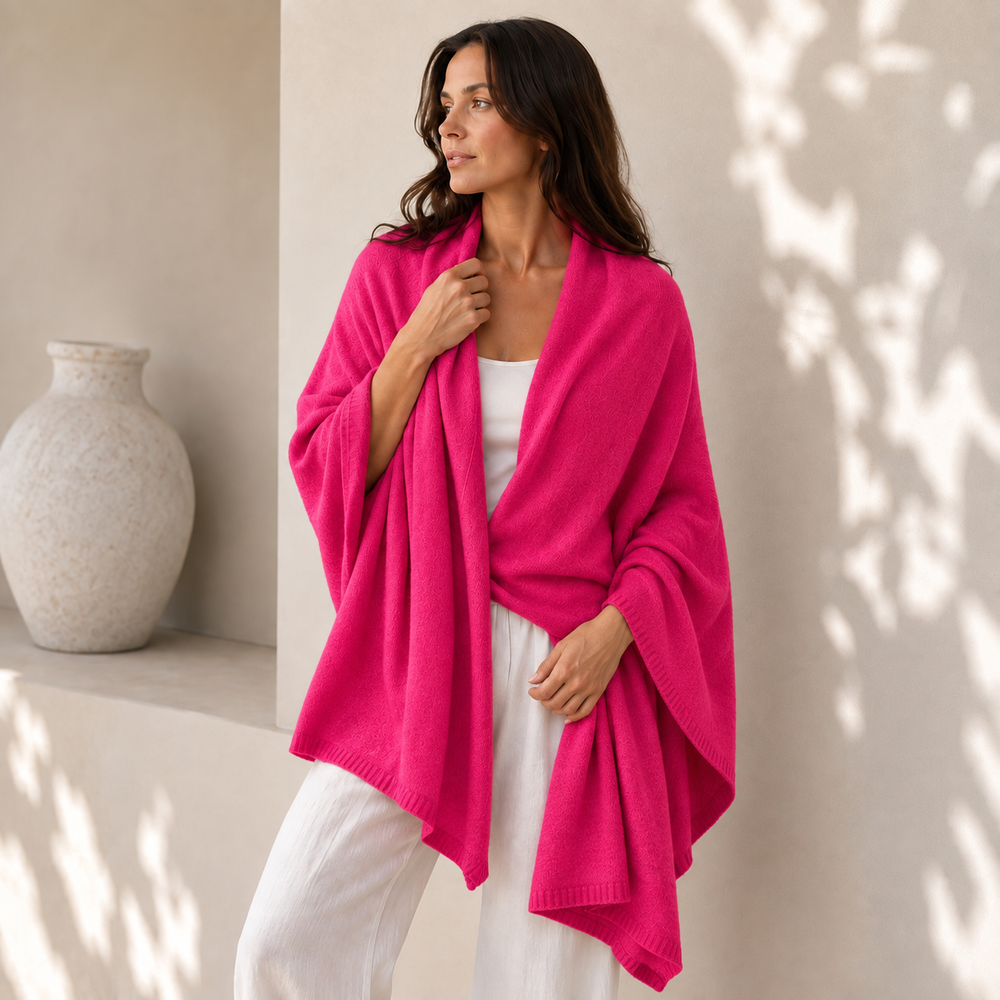 Julian 100% Cashmere Knitted 2 Ply  Extra large Travel Wrap/Shawl