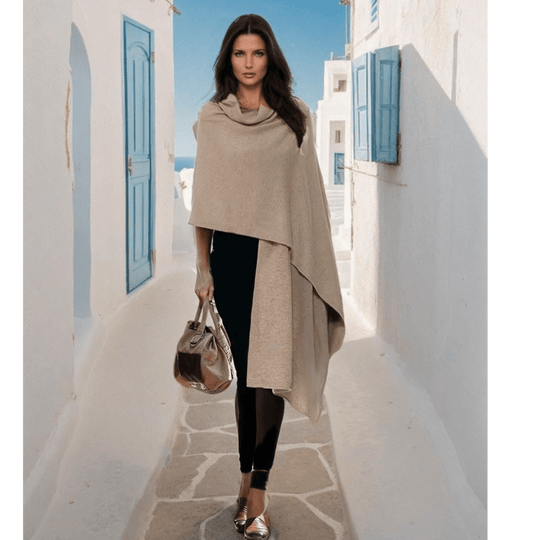 Fawn Julian knitted  pure cashmere knitted scarf/ shawl/ wrap