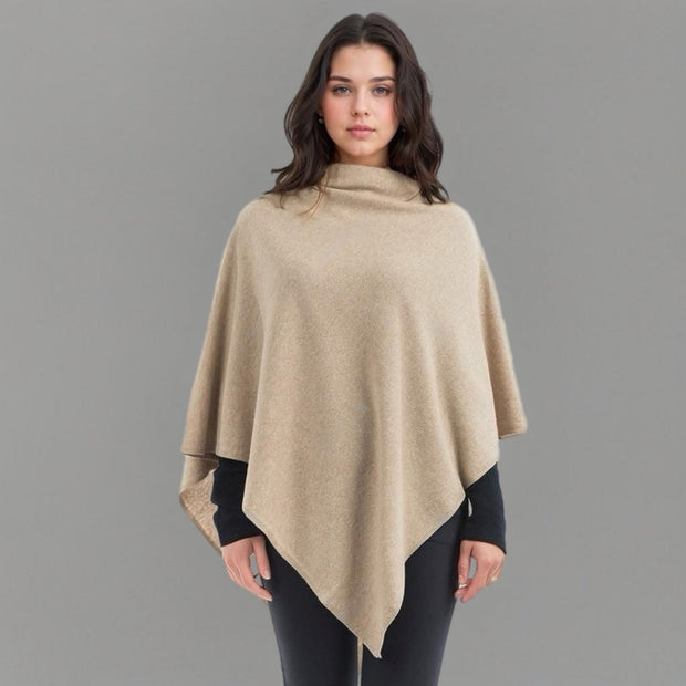 Women’s Pure Tan Cashmere Wool Julian Poncho