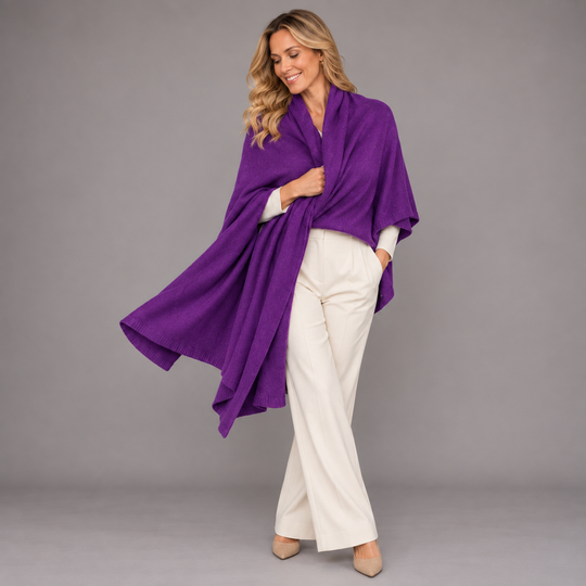Julian Cashmere Extra large Travel Wrap/Shawl-Royal Purple