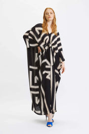 Abstract Monochrome Flowy Kaftan