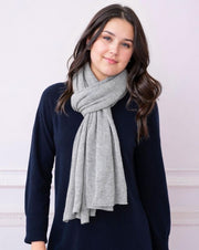 Grey Julian knitted  pure cashmere knitted scarf/ shawl/ wrap