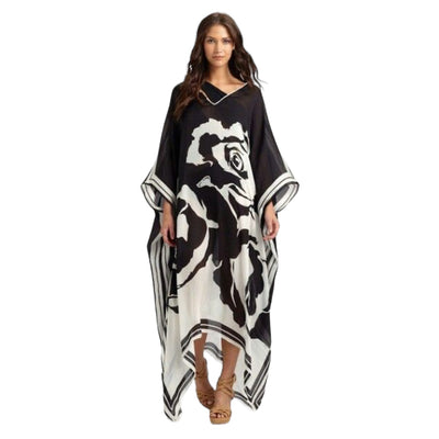 Coco bella Black roses mid length kaftan