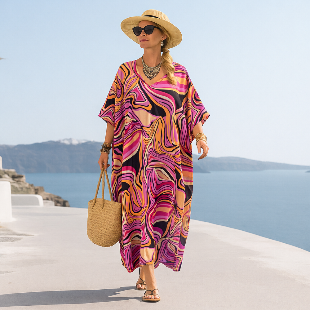 Maya Tropical Fusion Rayon  Kaftan Dress O/S AU 12-22