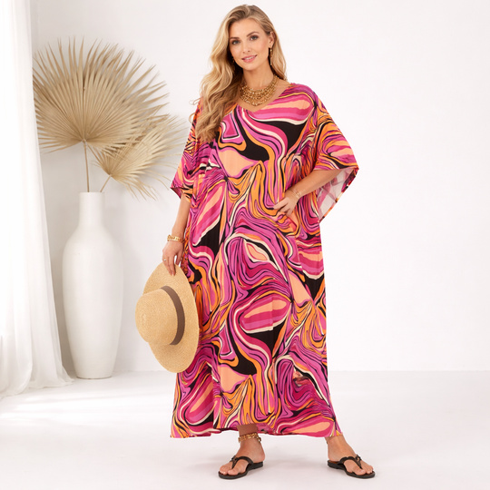 Maya Tropical Fusion Rayon  Kaftan Dress O/S AU 12-22