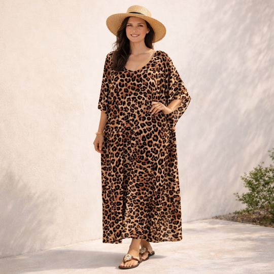 Maya Tropical Safari Rayon  Kaftan Dress O/S AU 12-22