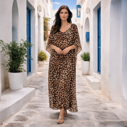 Maya Tropical Safari Rayon  Kaftan Dress O/S AU 12-22