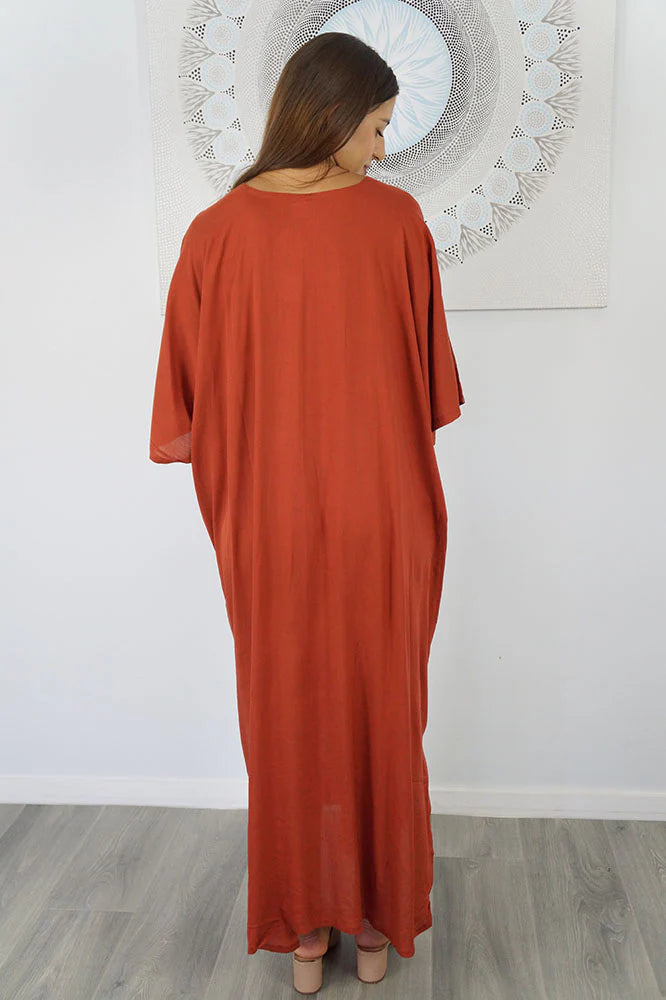 Maya Long Kaftan Rust  O/S AU 16-26